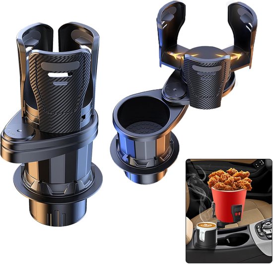 2 In 1 Auto Bekerhouder Expander Adapter Dubbele Bekerhouder 360 Graden Roterende Verstelbare En Uitschuifbare Drank Waterfles