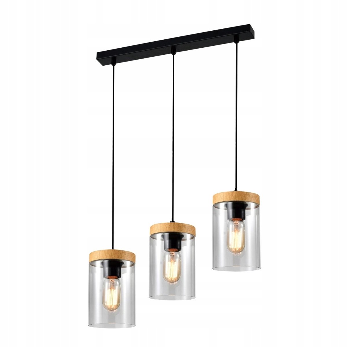 Hanglamp WELS - Stijlvolle plafondlamp met rookglas en houten accenten