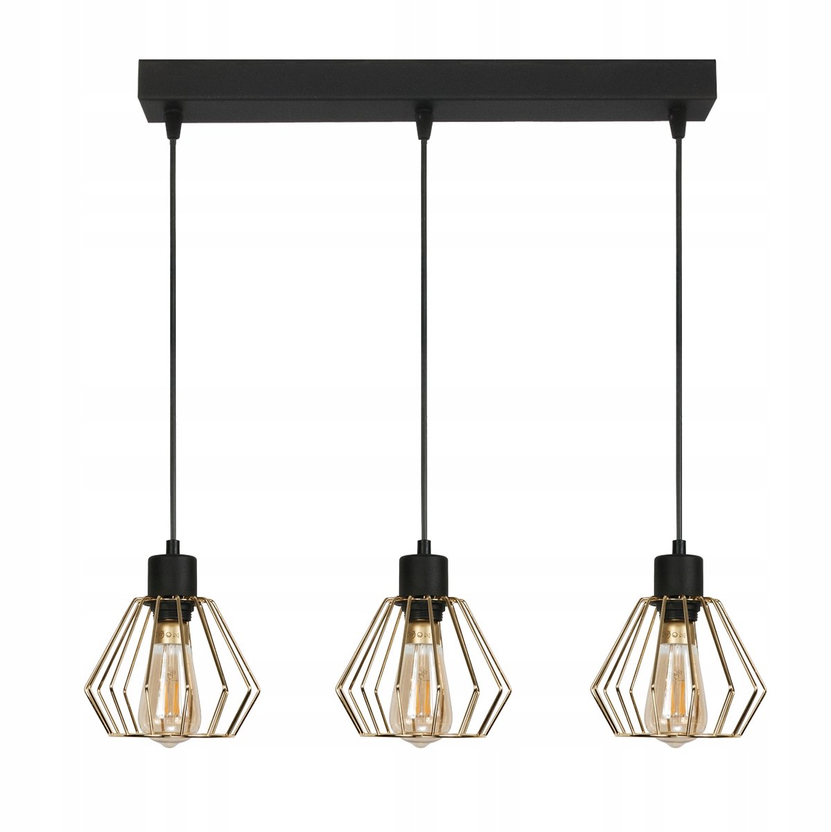 GIRO Zwarte Industriële Hanglamp 3x E27 Metaal 56cm