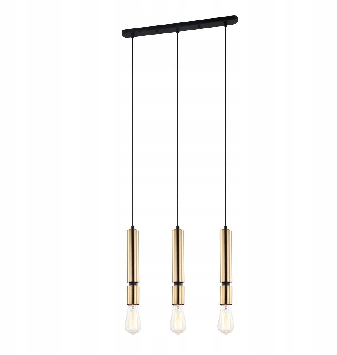 Torla 3-lichts hanglamp op rail voor eetkamer - Zwart/Messing