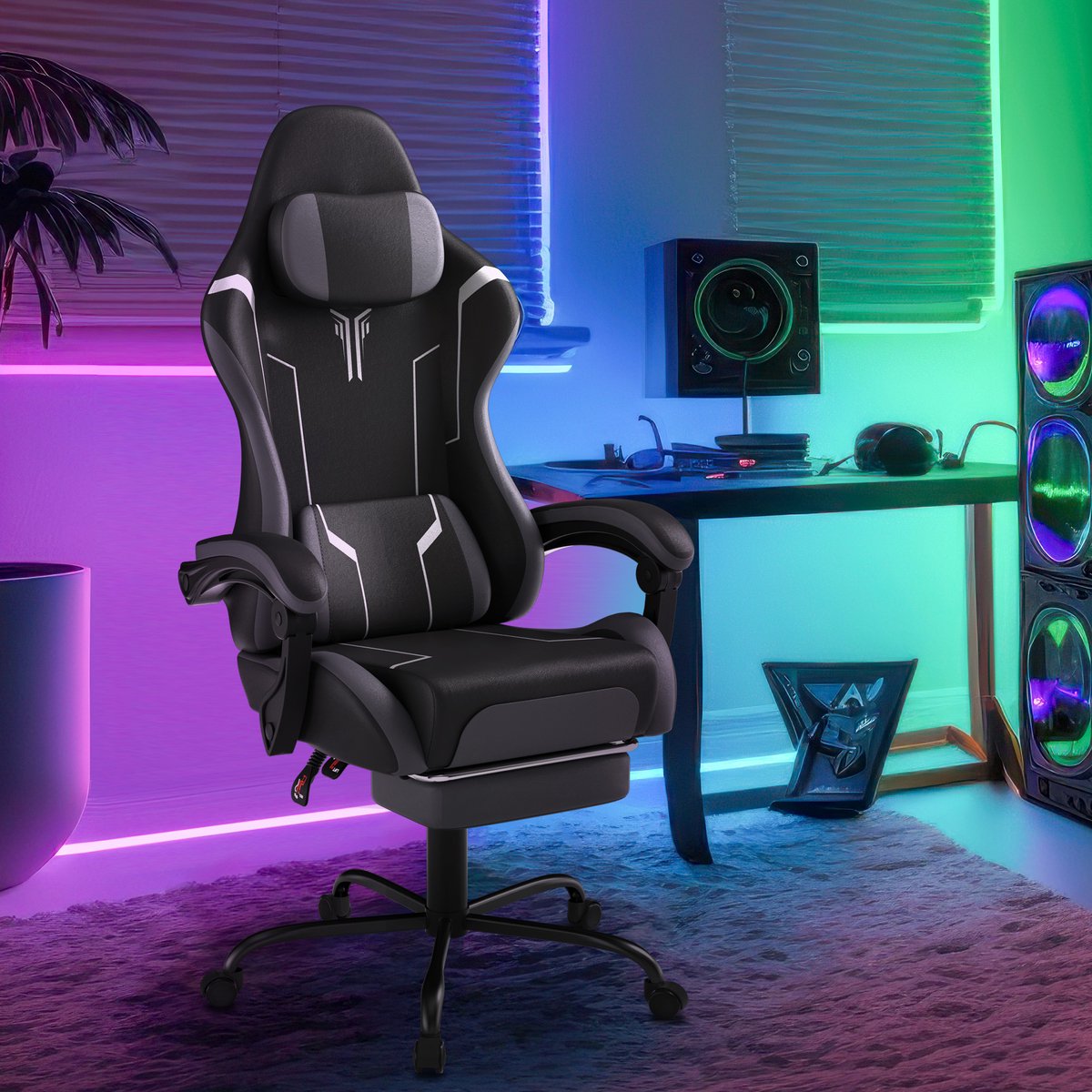 NAIZY Gamingstoel Ergonomisch met Lendenkussen en Voetsteun - afbeelding 3