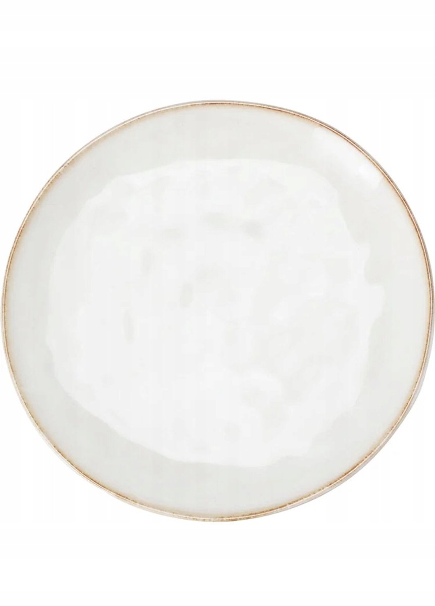 Wit Kammenen Bord met Bruine Rand - 21 cm