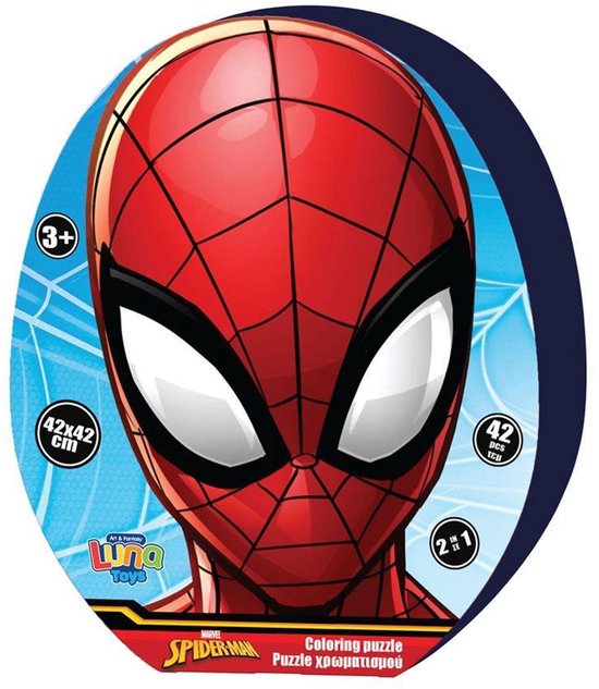 Puzzle Spider-Man 42 pièces – 42×42 cm – Dos à colorier + Emballage cadeau amusant – Puzzle pour enfants