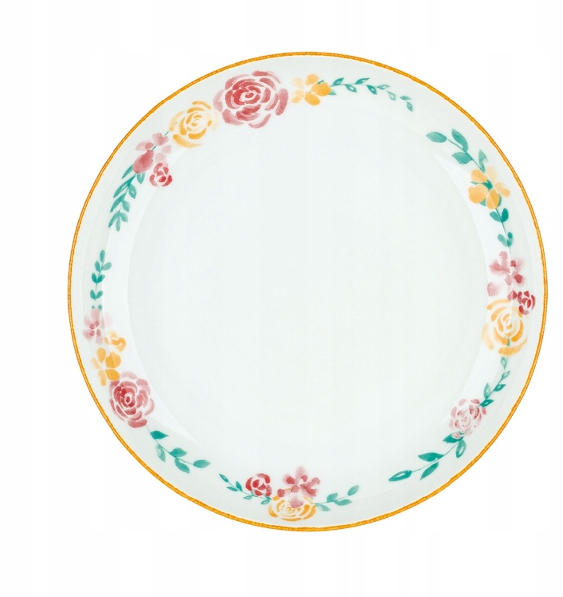 Lubiana Rondo Dessertbord 22 cm - Bloemendessin met Gouden Rand