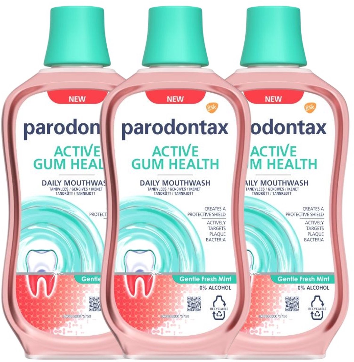Parodontax - Mondwater - Gentle Fresh Mint - 500ml x 3