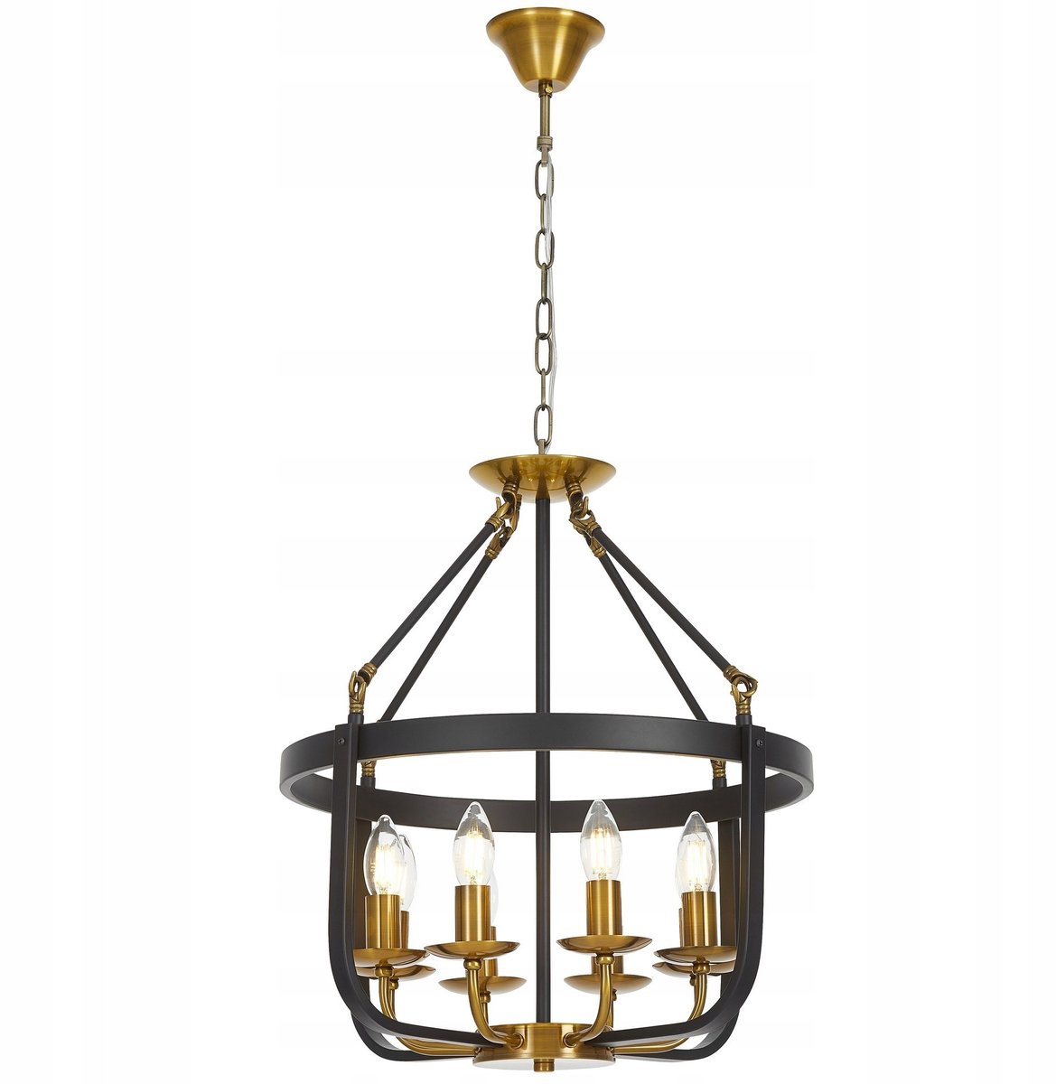 Lumina Deco Berling W8 Hanglamp Zwart Messing Loft E14 8x40W