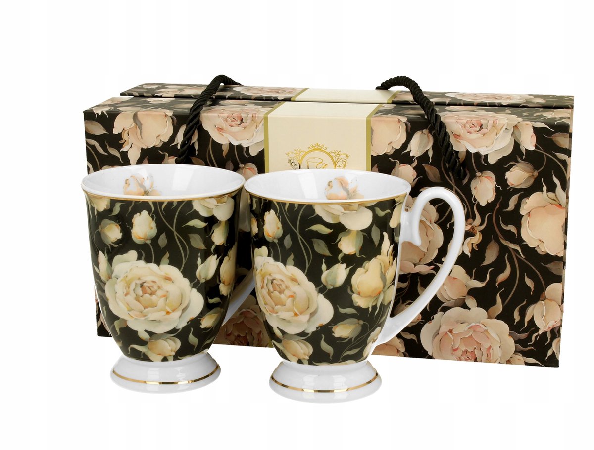 Set van 2 Royal English Roses Black Mokken - Gouden Lijn