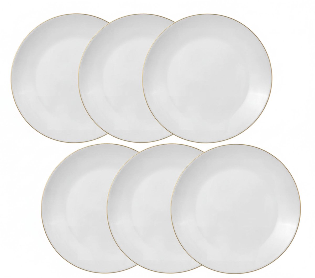 6x Witte Dessertborden 19cm met Gouden Rand - Elegant Glas