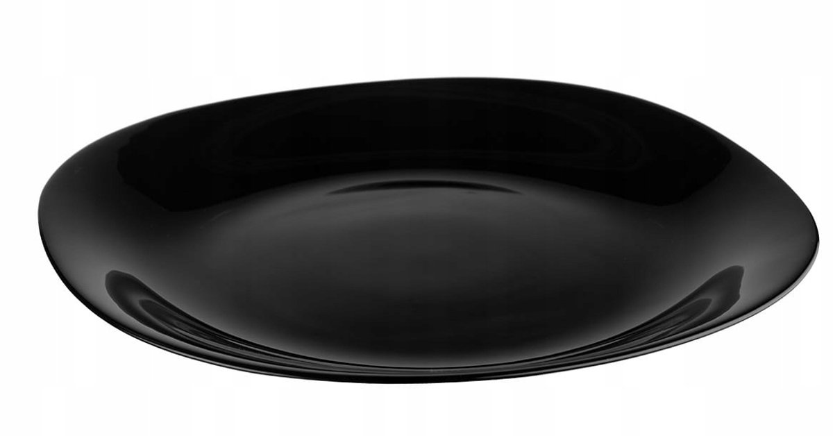 Plat zwart Quadro eetbord 28 cm vierkant gehard glas