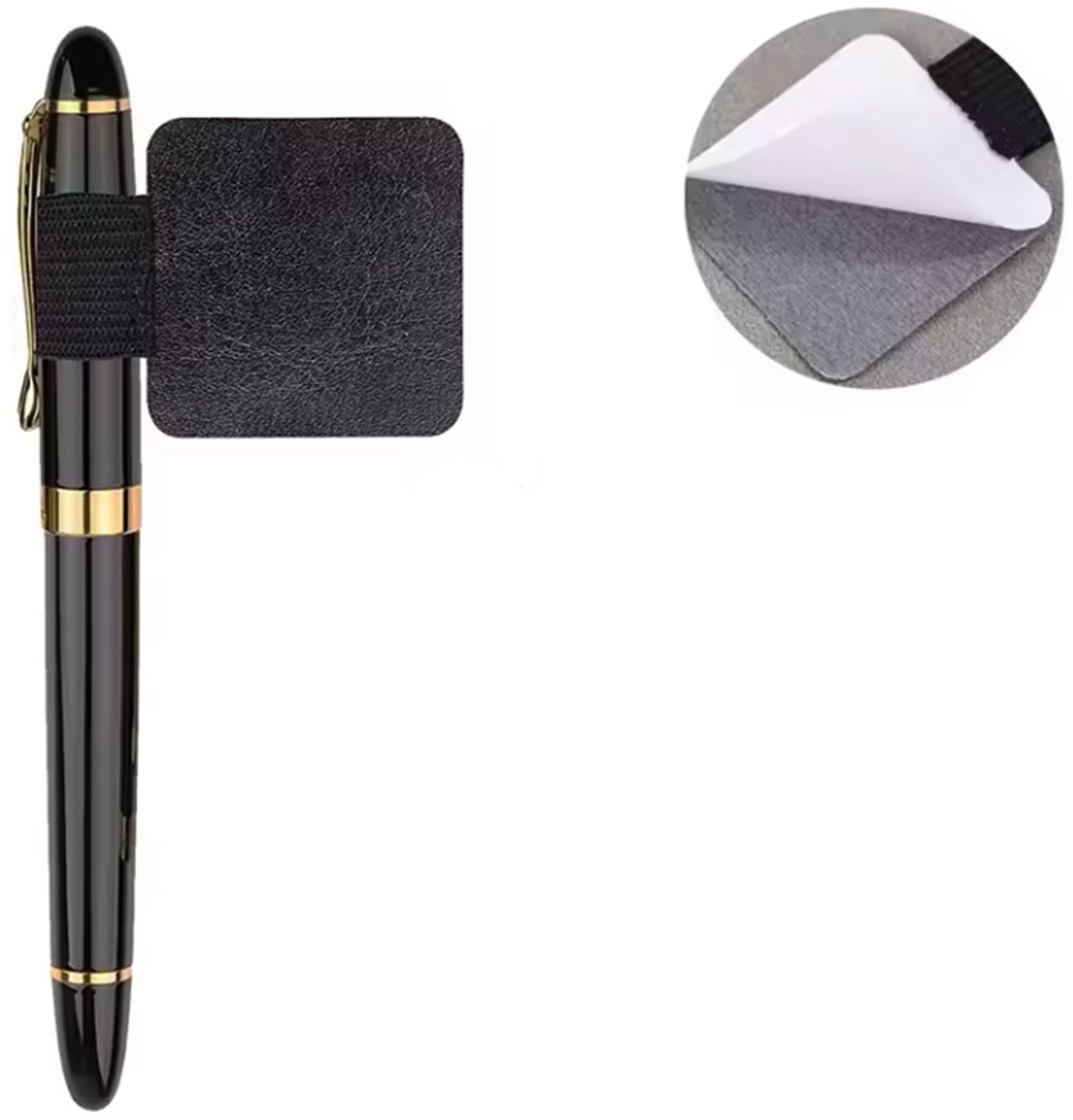 Zelfklevende penhouder - Pencil houder - Zelfklevend - Zwart - PU Leer - 1 stuk - Voor Notitieboeken, Tablets, Agenda's - CHPN