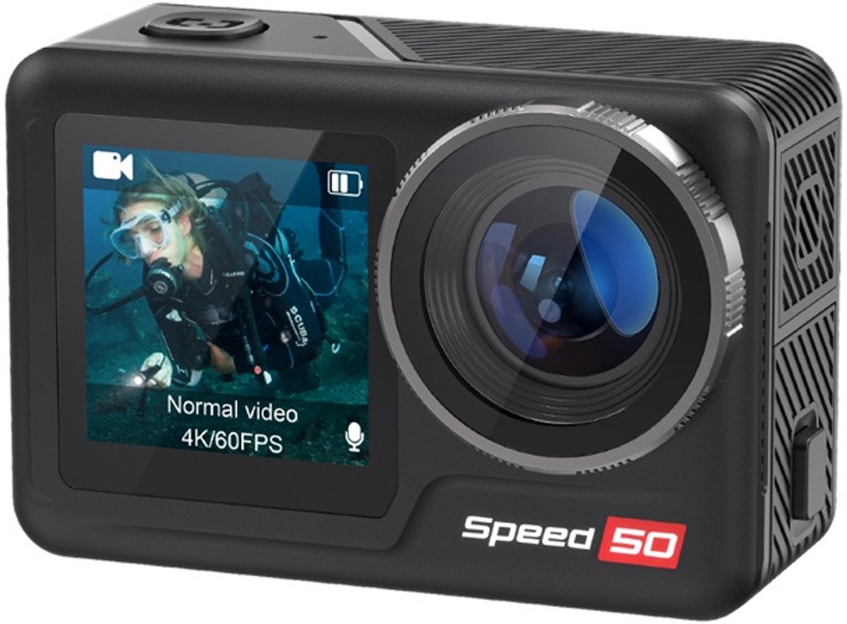 NexZone - Action Camera - 5K-Dubbele batterij -Onderwater camera - Waterdicht tot 6m zonder case 40m met Case-WiFi & Touchscreen - Actioncam - Zwart - incl accessoires