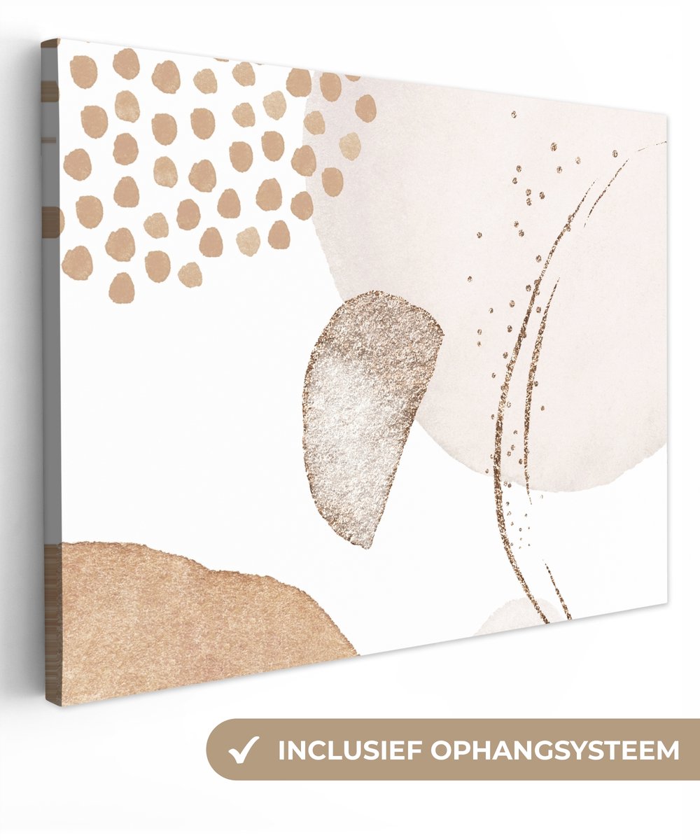 Canvas schilderij 120x90 cm - Wanddecoratie badkamer Watercolor - Pastel - Beige - Abstrac