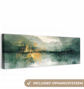 Tableau sur toile 150x50 cm - Décoration murale verte - Moderne - Abstraite - Goud - Décoration murale murale salon - Décoration chambre - Accessoires de décoration - Peintures sur toile