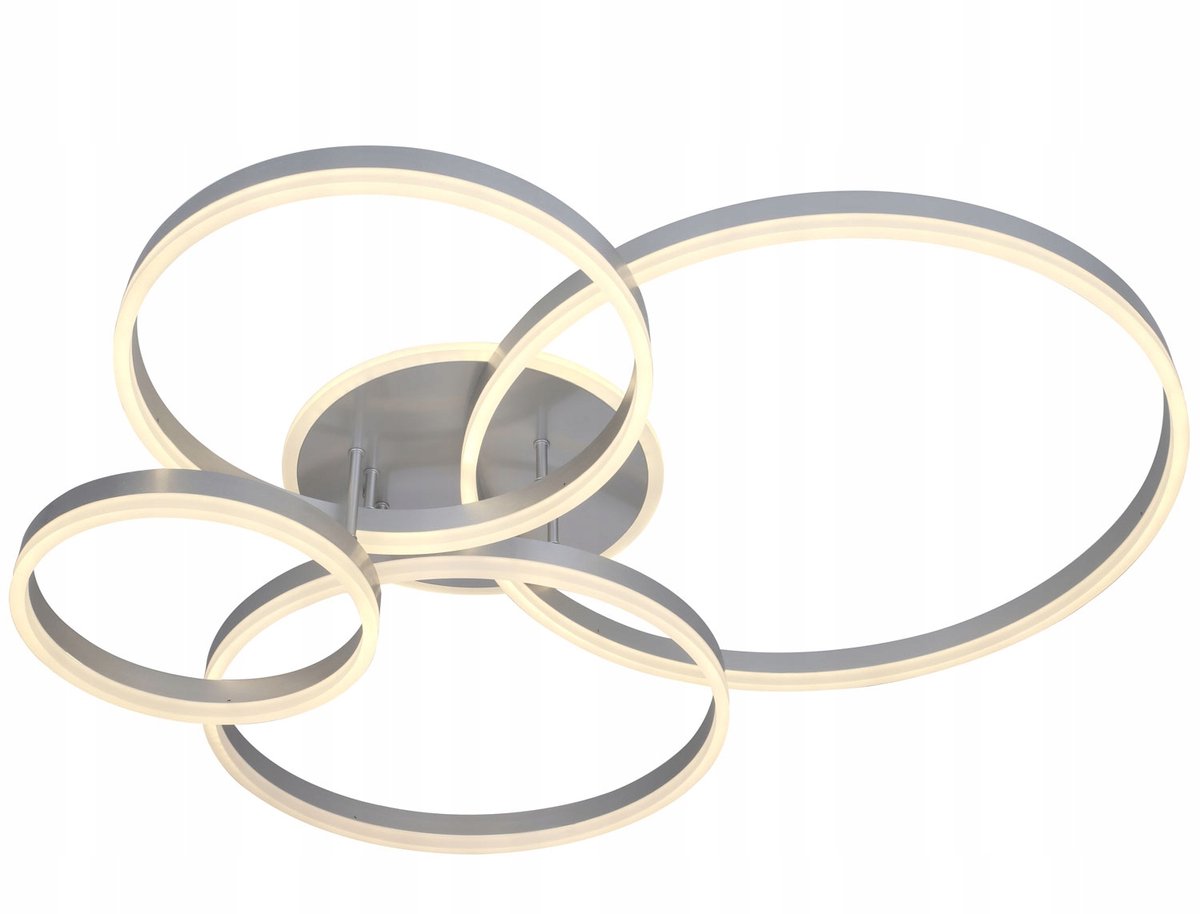 Ring Plafond Lamp LED 3 Kleuren + Afstandsbediening Zilver 115cm