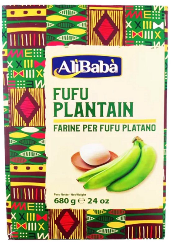 Alibaba Fufu van Bakbanaan 680g – Banana Flour / Bakbananenmeel voor Authentieke Afrikaanse Fufu – Glutenvrij, Natuurlijke Fufu Mix – Traditioneel Afrikaans Gerecht met Voedzame Plantaardige Meelbasis met Kajal Sticker