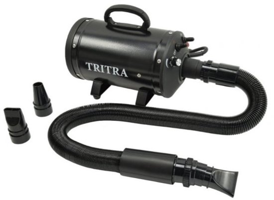 Waterblazer Tritra Professioneel Zwart - 2200 Watt - Hondenföhn Trimsalon - Voor Hond & Puppy - 3 Standen - Met warmte element - Met spuitmonden