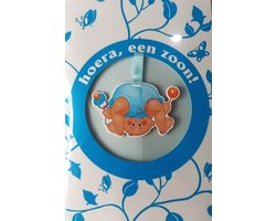 Luxe Wenskaart Geboorte Zoon - Jongen - Art of Cards - 11,5x17cm - Dubbele Kaart - Met Envelop - Luxe Wens Kaart - Greeting Card - 1 Stuks - In Folie Apart Verpakt - 212903 - Birth Boy - Geburt Sohn - Naissance du Fils
