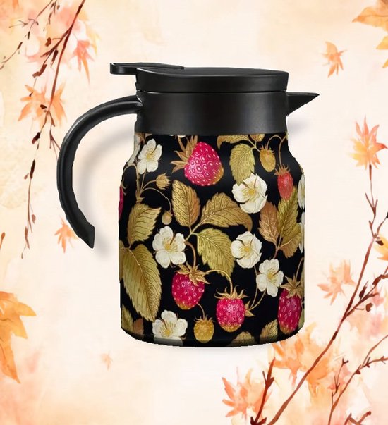 YC Yang Chai Theepot met theelichthouder (1,3L) - Theepot met zeef van roestvrij 304 roestvrij staal - Theepot roestvrij staal met eikenhouten handgrepen - Langdurige warmte - 100% druppelvrij