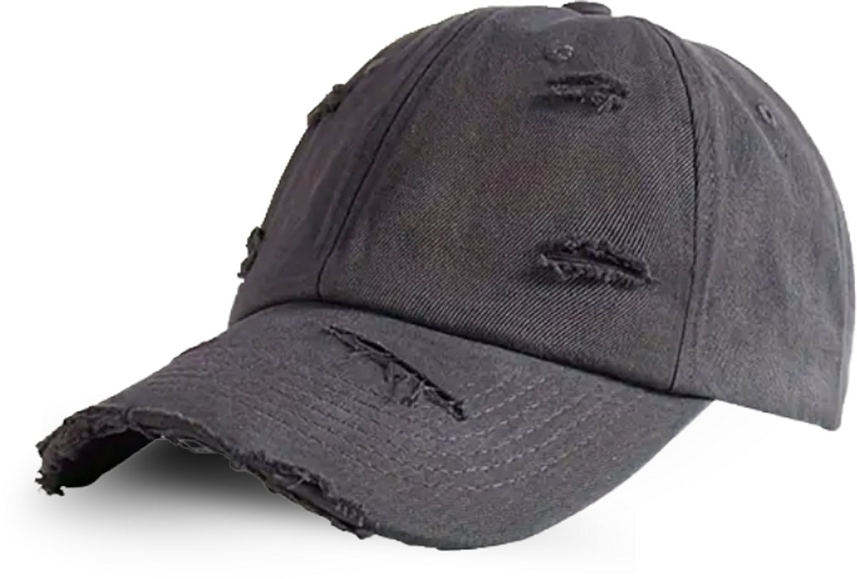 RIP 'ND TEAR Baseball Cap – Verstelbare Vintage Dad Cap met Versleten Look - Unisex Pet van Katoen – Casual Streetwear - Grijs