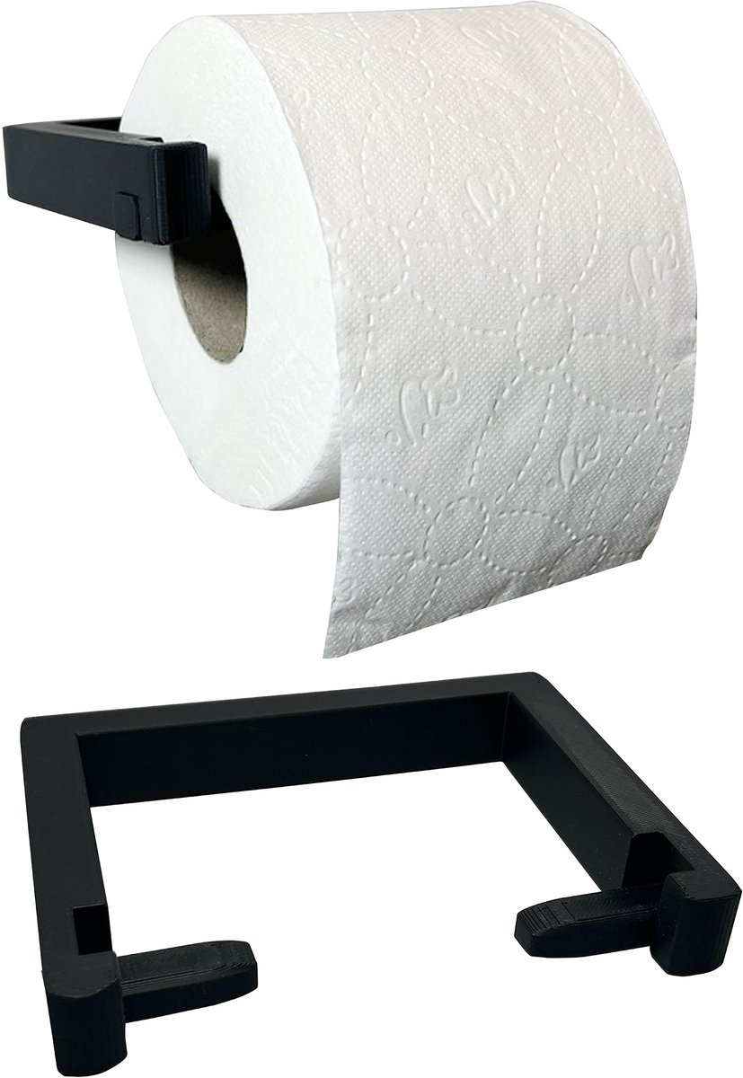 Toiletrolhouder - Zwart - Hangend - Makkelijk Verwisselen - Toiletrolhouder Zonder Boren
