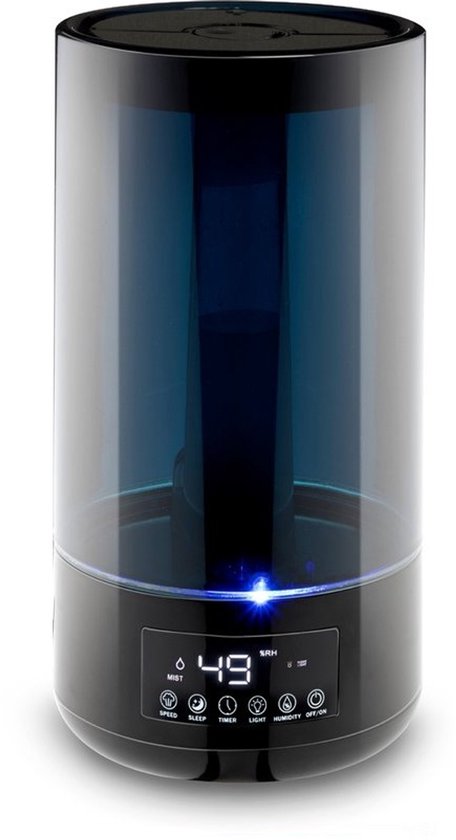 Grundig Luchtbevochtiger – Humidifier en Diffuser Aromatherapie – Bevochtiger met Hygrometer – 4,3L Luchtbevochtiger Slaapkamer – Zwart