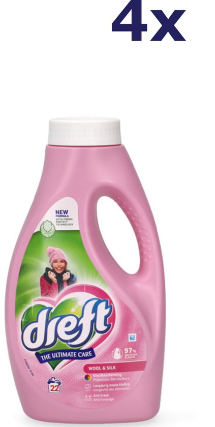 4x Dreft Liquid - 22sc990ml - wol & zijde wasmiddel