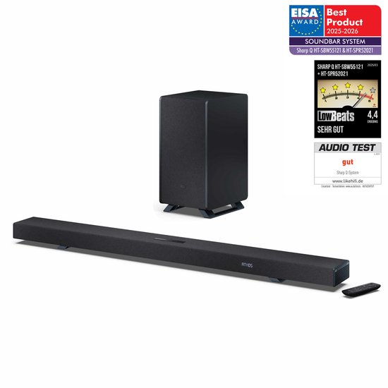 Sharp HT-SBW55121 Soundbar 5.1.2 Dolby Atmos Zwart - Sharp - €499,00