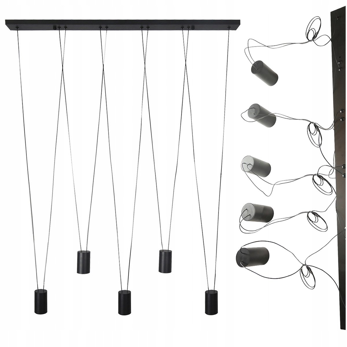 Toledo Hanglamp Zwart 120cm 5xGU10 - Stijlvol & Energiezuinig