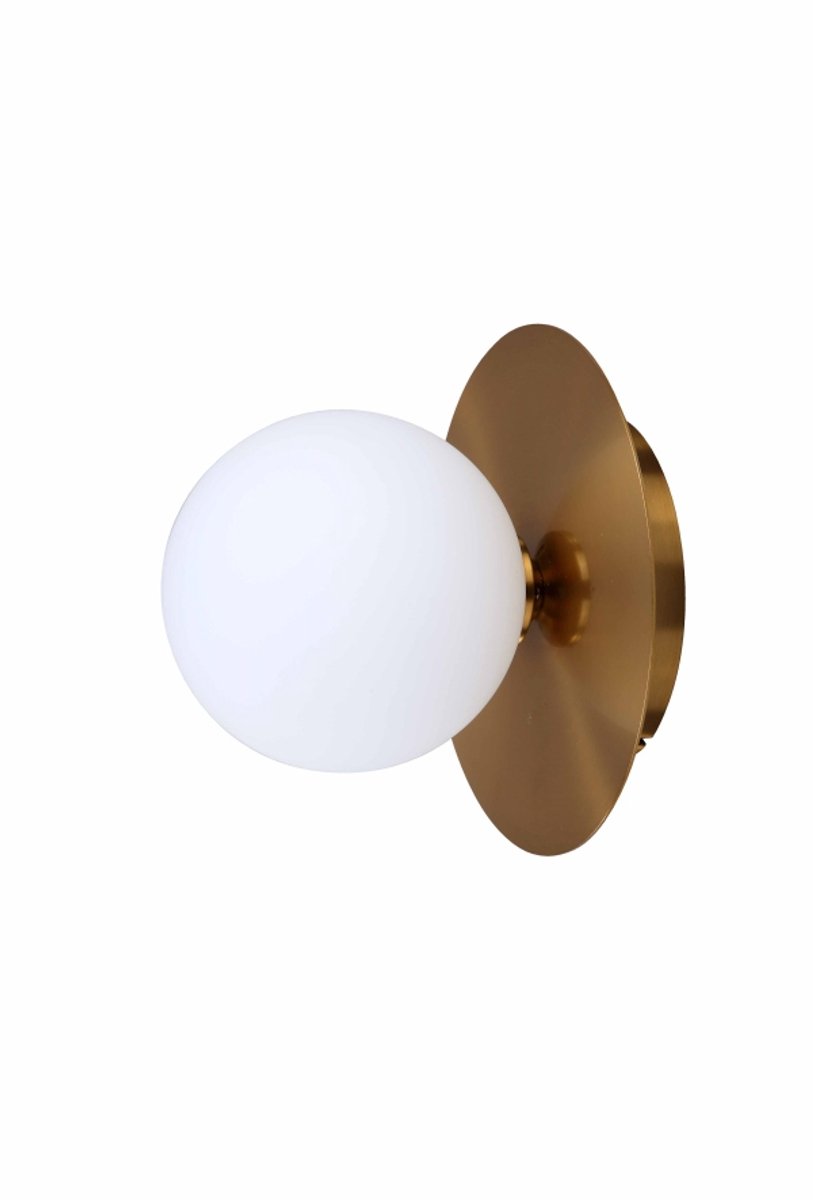 Wandlamp ROMA - Gouden parel met witte kap, stijlvol voor de slaapkamer