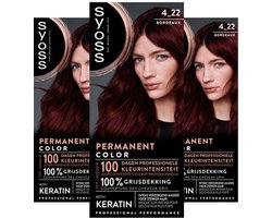 3x Syoss Permanent Coloration 4-22 Bordeaux