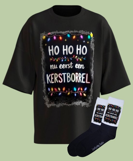 Kerstshirt - Kerstborrel Kerstcadeau - Foute kerst trui - Kerst tshirt - Gift set met kerstsokken - Grappige kerstkleding - Kerst shirt voor man en vrouw - Kerst shirt voor dames en heren - LuckyDaySocks - Maat L