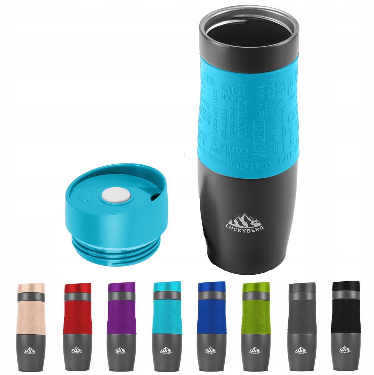 Luckyberg Thermosbeker 480ml - RVS, Blauw, 6u Warm