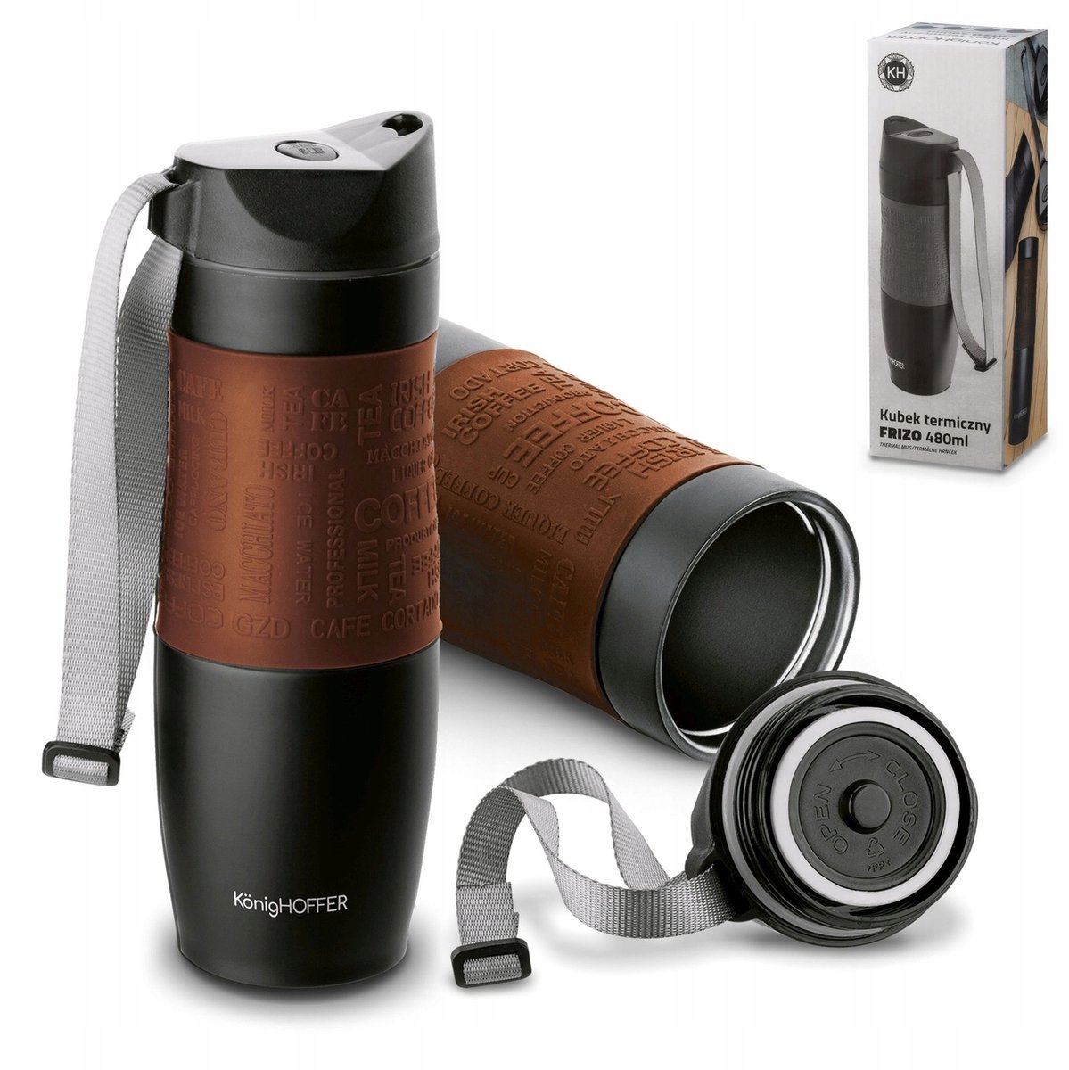 Konighoffer Frizo Thermosbeker Bruin 480ml - RVS & Lekvrij