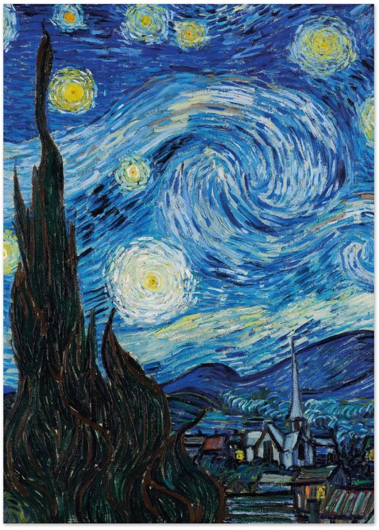 Affiche Vincent van Gogh - La Nuit Starry - 50x70 cm