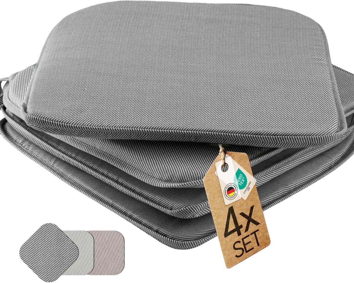 etérea Zitkussen Stoelkussen - Alice Seat Cushion 4 Stuk - 38x38 cm - strepen zwart