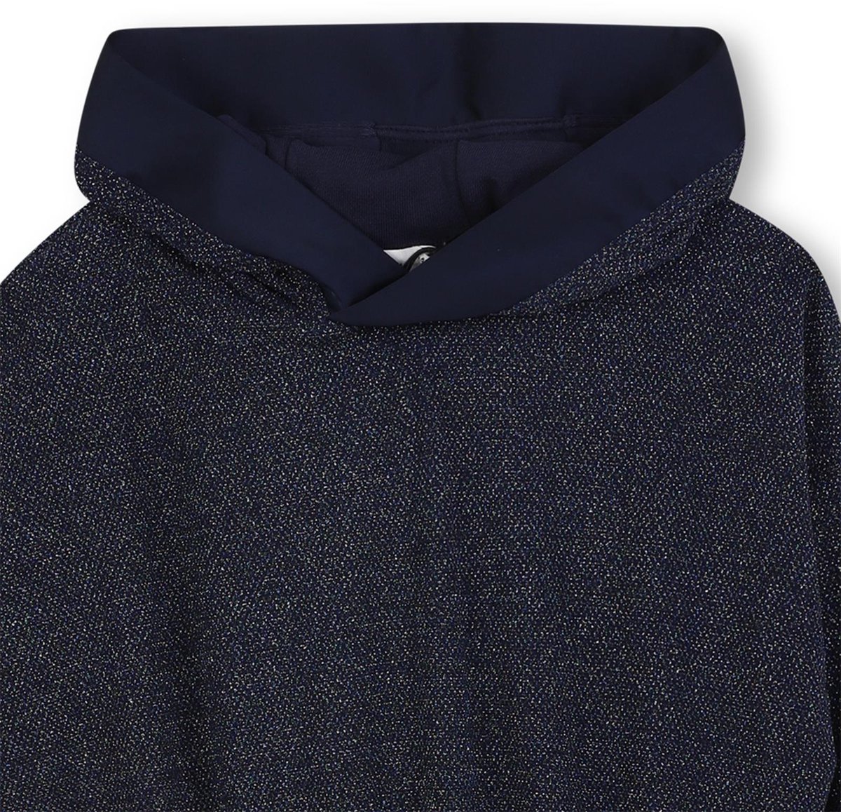 Meisjes glitterjurk met capuchon donkerblauw 104
