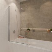 Lomazoo Badwand Palmas - 80x140cm - Chroom - Nano Coating Antikalk - Draaibaar - Helder Glas