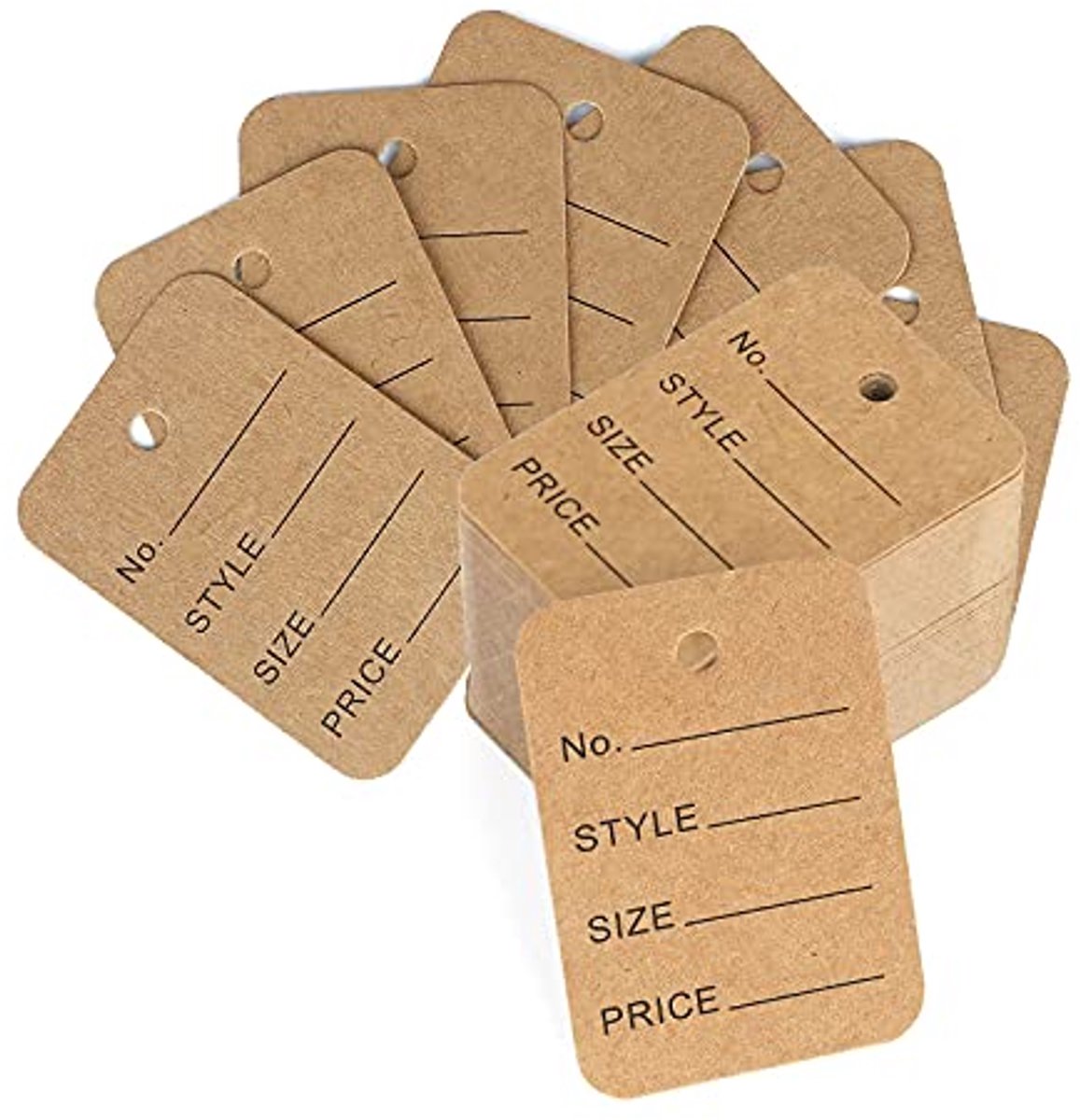 Geperforeerde Prijskaartjes voor Kleding - 1000 Stuks Bruine Etiquettes 35 x 50 mm