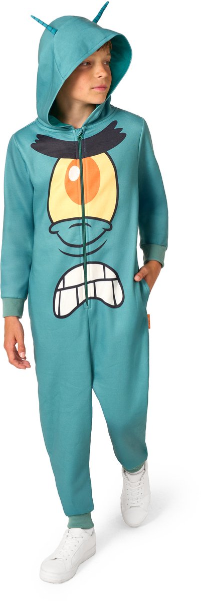 OppoSuits Plankton Kids Onesie - Jongens en Meisjes Verkleedpak - SpongeBob Kostuum - Carnavalkleding - Maat 8 jaar