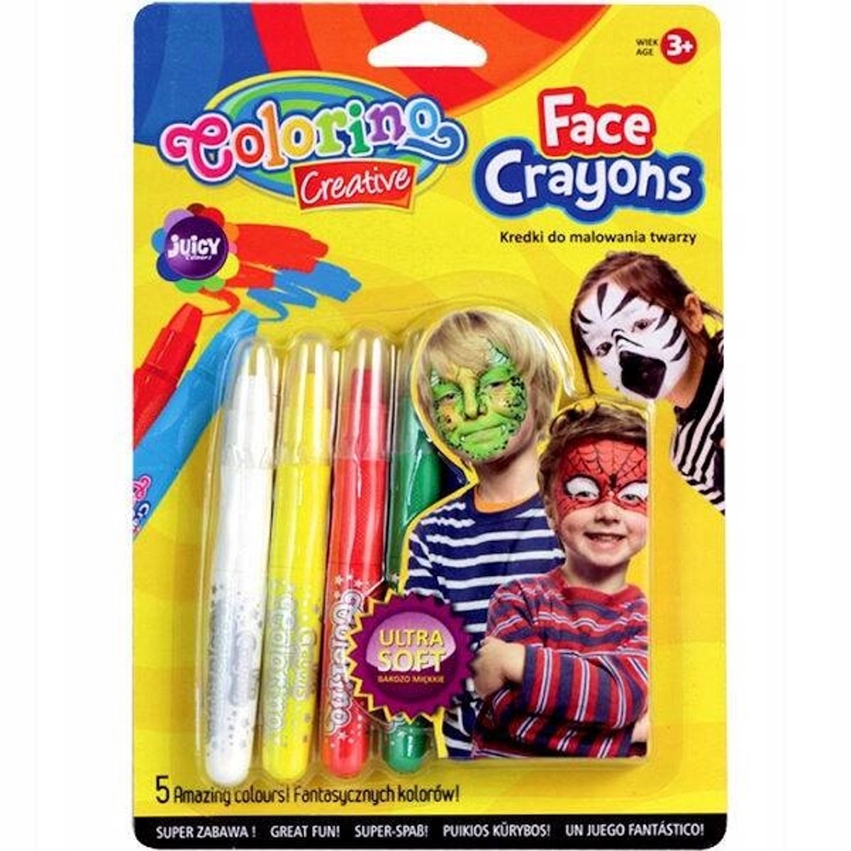 Colorino Schminkstiften 5 Kleuren - Veilig & Makkelijk Afwasbaar