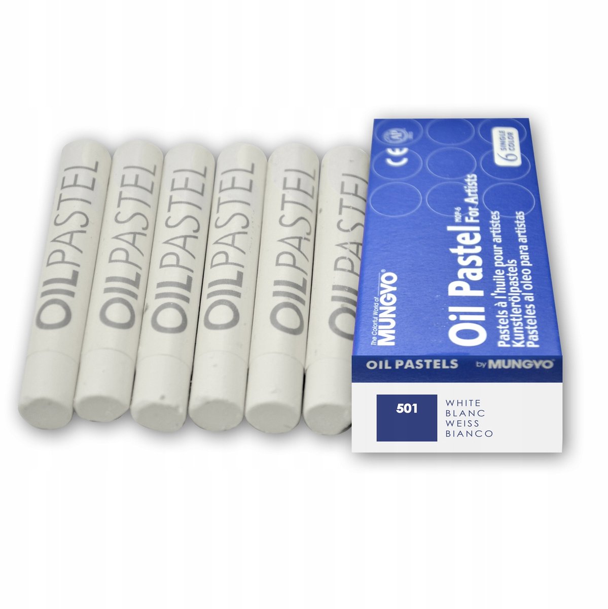 Mungyo Oliepastels, 6 Stuks, Wit
