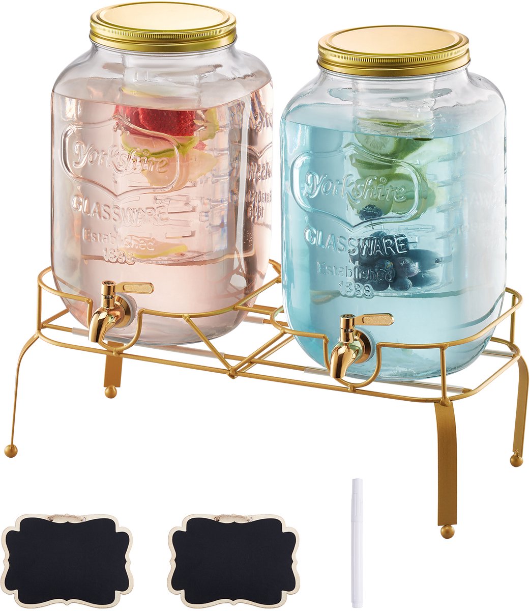 VEVOR Drankdispenser 2x8l Sapdispenser Met Kraan voor Feesten Bars Glas Hotel