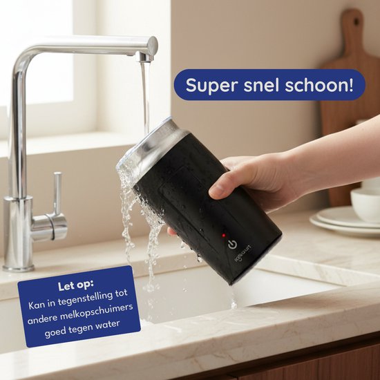 Safecourt kitchen Elektrische Melkopschuimer - PFAS & Teflonvrij - 4-in-1 - Antikleeflaag - Eenvoudige reiniging - Zwart