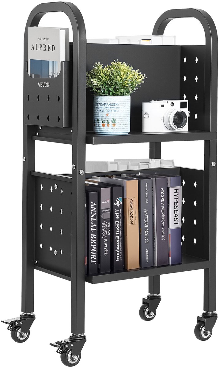Vevor Boekenwagen Bibliotheekwagen Boekenplankwagen L 70kg 45x33x88 Cm Zwart