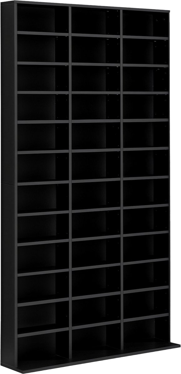 HOMCOM-CD-opbergmeubel - Hout - 102x24x195cm - Zwart