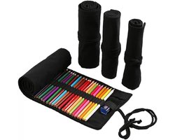 longziming -Canvas Pennenzak Rol – 72 Vakjes, Opvouwbare Pennentas voor School, Bureau en Kunstenaars, Draagbare Etui voor Potloden, Pennen en Tekenspullen, Perfect voor Reizen