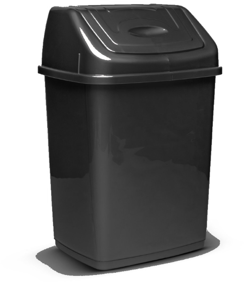 HL – Afvalbak – Afvalemmer – Prullenbak – Afvalbak met deksel – 9 Liter – Zwart – Kunststof –21 x 15 x 36 cm