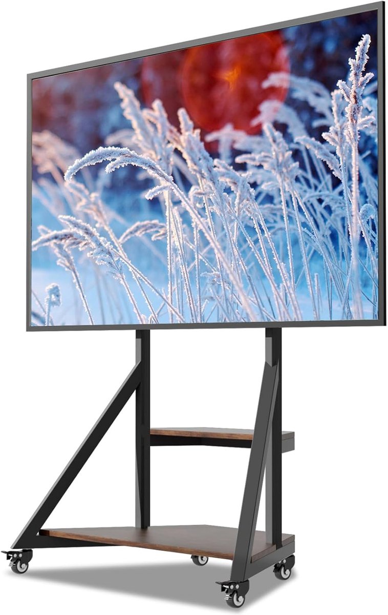unho Floor TV Stand with Mount - 40 45 55 65 75 inch Hoek TV Stand - met wielen in hoogte verstelbare beugel - Heavy Duty 2 houten planken basis - VESA 600x400mm - Max draagvermogen 176 pond