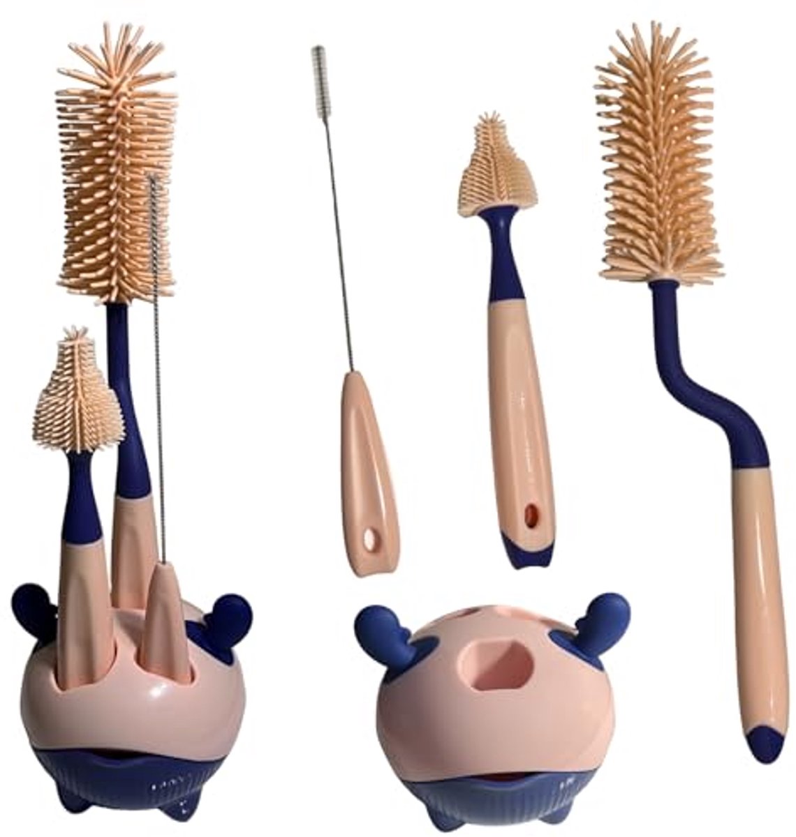 Image of 3-in-1 Siliconen Flessenborstel met Rietjesreiniger en Opberghouder