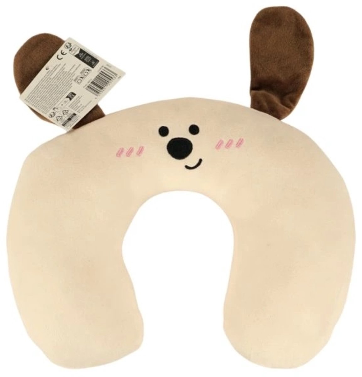 Reiskussen - Nekkussen voor kinderen en volwassenen - Hond - Creme - 33 cm